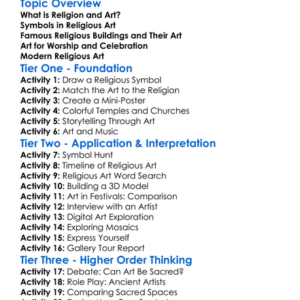 Religion And Art Worksheet Activity Booklet