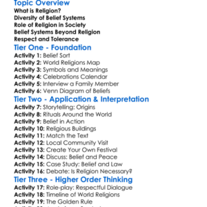 Religion And Belief Systems Worksheet Activity Booklet