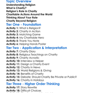 Religion And Charity Worksheet Activity Booklet