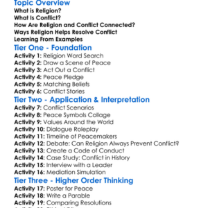 Religion And Conflict Resolution Worksheet Activity Booklet