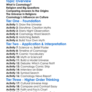 Religion And Cosmology Worksheet Activity Booklet