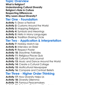Religion And Cultural Diversity Worksheet Activity Booklet