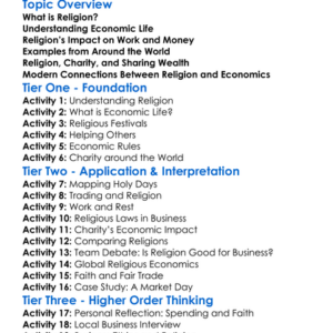 Religion And Economic Life Worksheet Activity Booklet