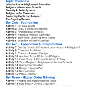 Religion And Education Worksheet Activity Booklet