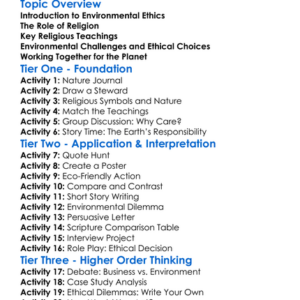Religion And Environmental Ethics Worksheet Activity Booklet