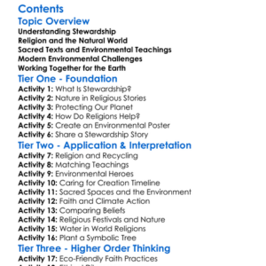 Religion And Environmental Stewardship Worksheet Activity Booklet