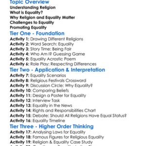 Religion And Equality Worksheet Activity Booklet