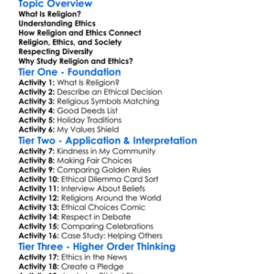 Religion And Ethics Worksheet Activity Booklet