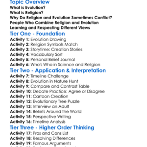 Religion And Evolution Worksheet Activity Booklet