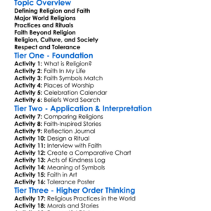 Religion And Faith Worksheet Activity Booklet
