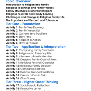 Religion And Family Life Worksheet Activity Booklet