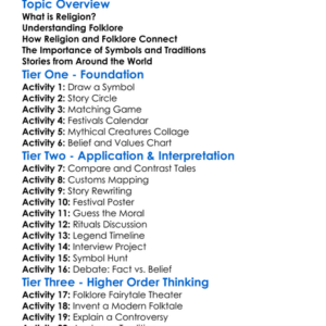Religion And Folklore Worksheet Activity Booklet