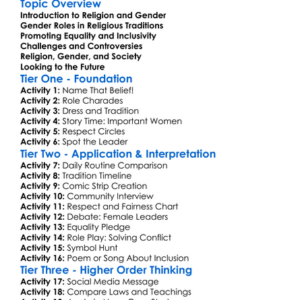 Religion And Gender Issues Worksheet Activity Booklet