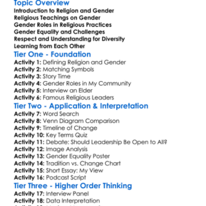 Religion And Gender Worksheet Activity Booklet