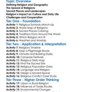 Religion And Geography Worksheet Activity Booklet