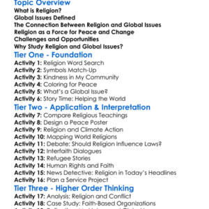Religion And Global Issues Worksheet Activity Booklet