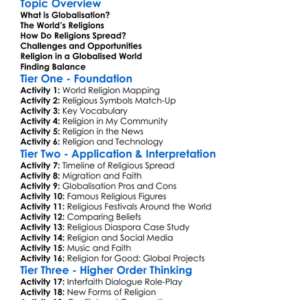 Religion And Globalisation Worksheet Activity Booklet