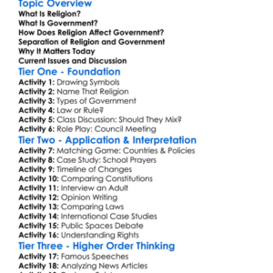 Religion And Government Worksheet Activity Booklet