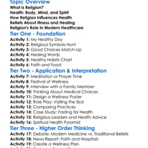 Religion And Health Worksheet Activity Booklet