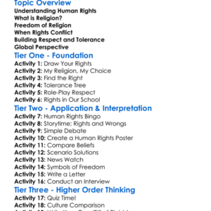 Religion And Human Rights Worksheet Activity Booklet