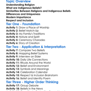 Religion And Indigenous Beliefs Worksheet Activity Booklet