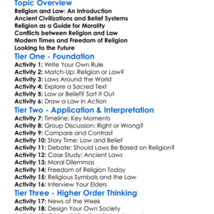 Religion And Law Throughout History Worksheet Activity Booklet