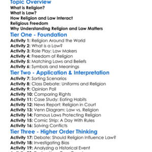 Religion And Law Worksheet Activity Booklet