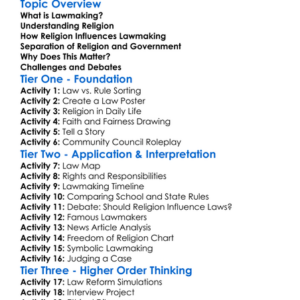 Religion And Lawmaking Worksheet Activity Booklet