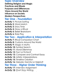 Religion And Magic Worksheet Activity Booklet