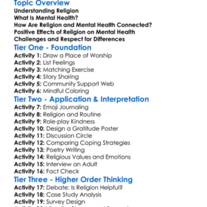 Religion And Mental Health Worksheet Activity Booklet