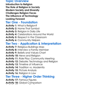 Religion And Modern Society Worksheet Activity Booklet