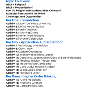 Religion And Modernization Worksheet Activity Booklet