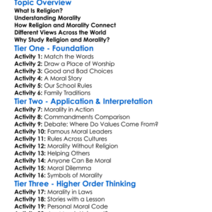 Religion And Morality Worksheet Activity Booklet