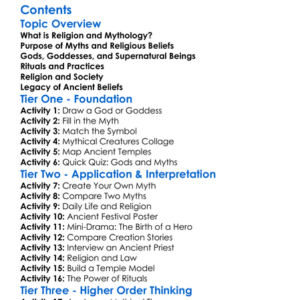 Religion And Mythology In Ancient Societies Worksheet Activity Booklet