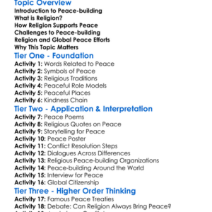 Religion And Peace-Building Worksheet Activity Booklet