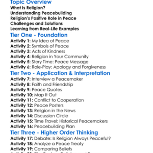 Religion And Peacebuilding Worksheet Activity Booklet