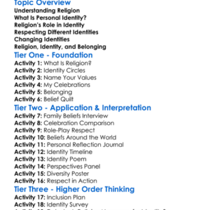 Religion And Personal Identity Worksheet Activity Booklet