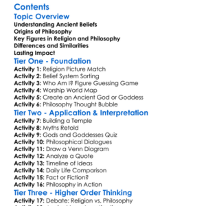 Religion And Philosophy In Ancient Times Worksheet Activity Booklet