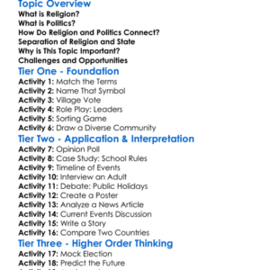 Religion And Politics Worksheet Activity Booklet