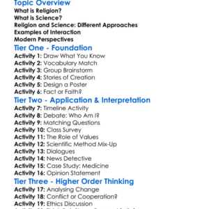Religion And Science Worksheet Activity Booklet
