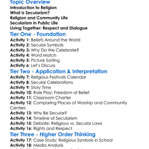 Religion And Secularism Worksheet Activity Booklet