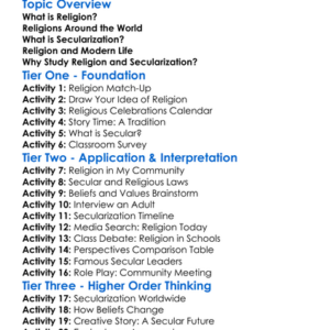 Religion And Secularization Worksheet Activity Booklet