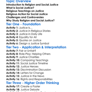 Religion And Social Justice Worksheet Activity Booklet
