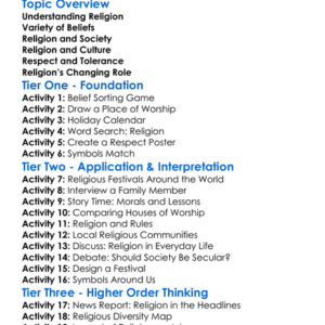 Religion And Society Worksheet Activity Booklet