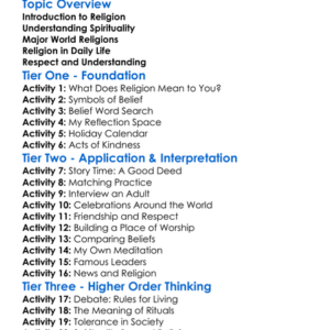 Religion And Spirituality Worksheet Activity Booklet