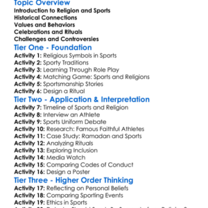 Religion And Sports Worksheet Activity Booklet