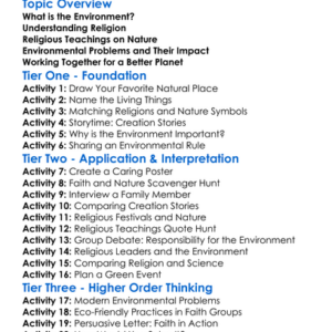 Religion And The Environment Worksheet Activity Booklet