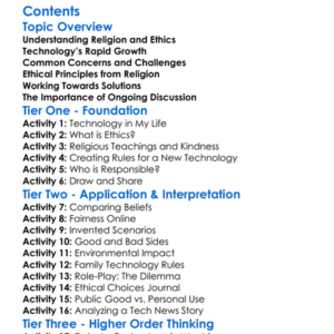 Religion And The Ethics Of Technology Worksheet Activity Booklet