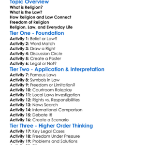 Religion And The Law Worksheet Activity Booklet
