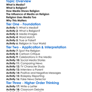 Religion And The Media Worksheet Activity Booklet